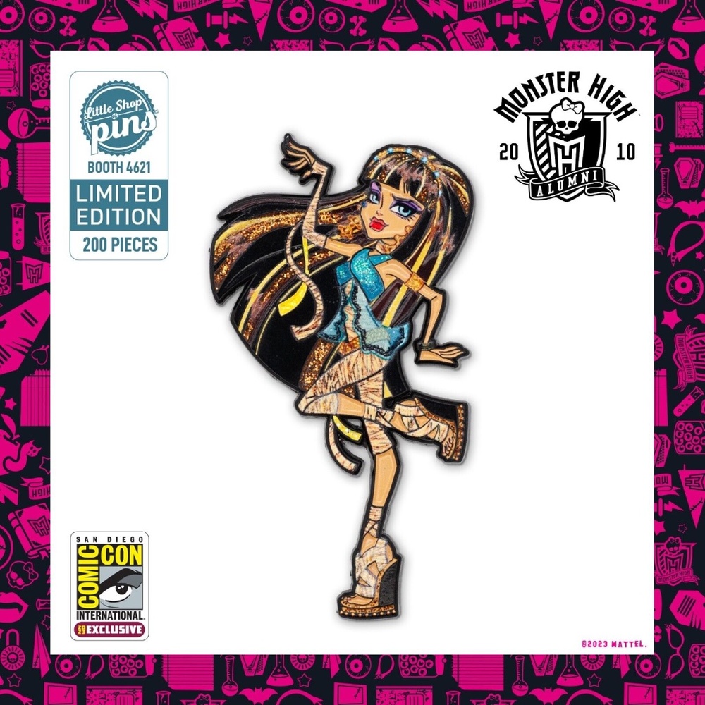 Monster High SDCC 2023 Exclusive Glitter Variant Enamel Pins LE 200 Cleo
